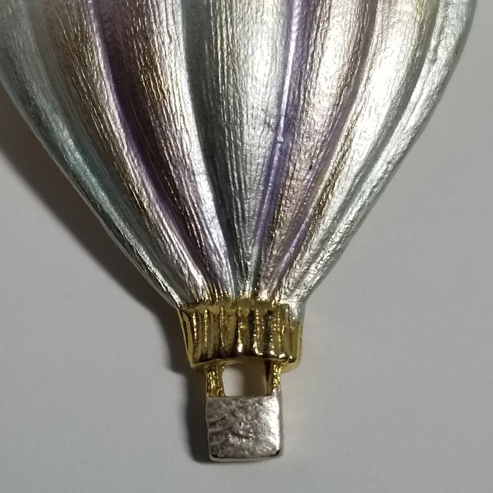 Relisted - Vintage hot air balloon brooch pastel pin flying jewelry - Picture 6 of 9